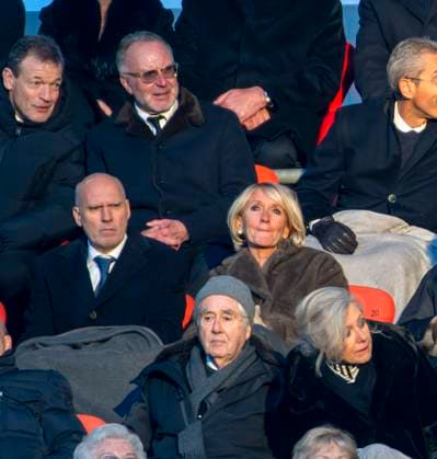 19 01 2024, Football 1 Bundesliga 2023 2024, FC Bayern Munich, memorial service for Franz Beckenbauer, in the Allianz Arena Munich VIP stand with Franz Beckenbauers family, wife Heidi, left Beckenbauers son Thomas Beckenbauer during the memorial service