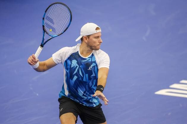 DALLAS, TX - FEBRUARY 07: James Duckworth (AUS) hits a forehand during the Dallas Open on February 7, 2024 at Styslinger Altec Tennis Complex in Dallas, TX. (Photo by George Walker Icon Sportswire) TENNIS: FEB 07 Dallas Open EDITORIAL USE ONLY Icon24020717
