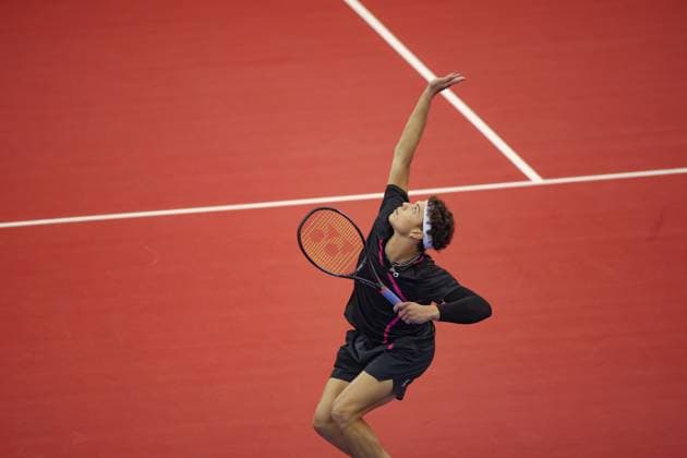 DALLAS, TX - FEBRUARY 07: Ben shelton (USA) serves during the Dallas Open on February 7, 2024 at Styslinger Altec Tennis Complex in Dallas, TX. (Photo by George Walker Icon Sportswire) TENNIS: FEB 07 Dallas Open EDITORIAL USE ONLY Icon24020762