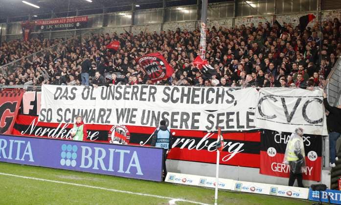 09 02 2024 Soccer Season 2023 2024 2 Soccer Bundesliga 21 Matchday SV Wehen Wiesbaden 1 FC Nürnberg FCN Club Sportfoto Zink DaMa xdaxmax DFL regulations prohibit any use of photographs as image sequences and or quasi video only for editorial use Symbolbild Symbolfoto Feature Impression Clubfan Clubfans FCN Fans Fans with banner Transparent against investors of DFL CVC