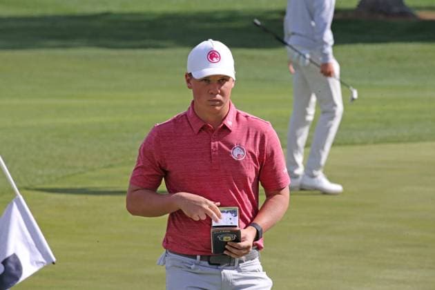 LAS VEGAS, NV - FEBRUARY 09: Caleb Surratt of Legion XIII during the LIV Golf League tournament on February 09, 2024 at the Las Vegas Country Club in Las Vegas, NV. (Photo by Matthew Bolt Icon Sportswire) GOLF: FEB 09 LIV Golf League Las Vegas EDITORIAL USE ONLY Icon240209192479