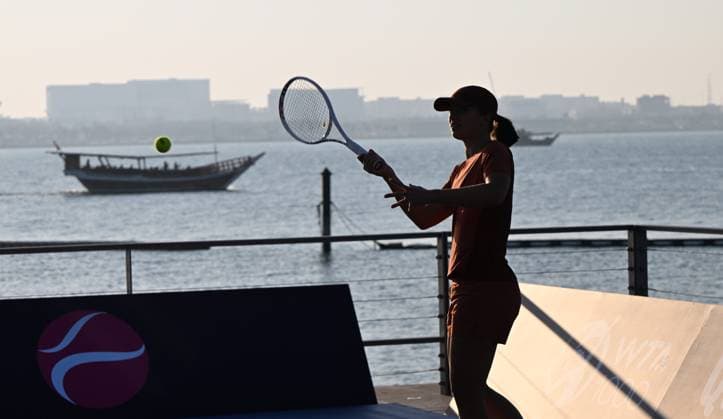 Qatar TotalEnergies Open 2024 Iga Swiatek POL at the Photostand at Mia Park Doha