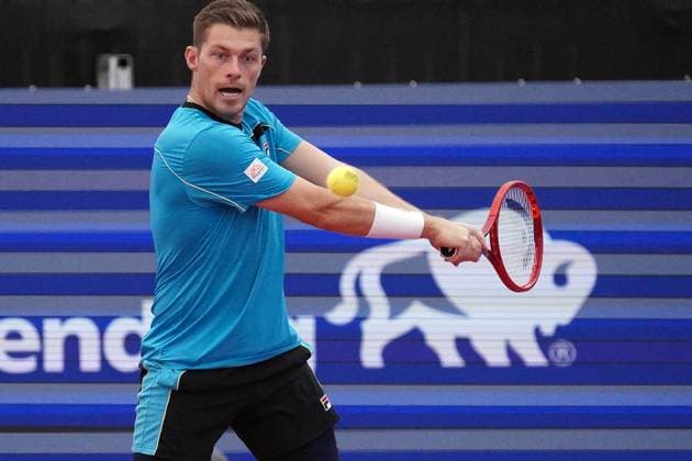 February 10, 2024, Dallas, Texas, USA: NEAL SKUPSKI (GBR) hits a backhand in men s doubles quarter final match during the Dallas Open at the Styslinger ALTEC Tennis Center. Dallas USA - ZUMAe321 20240210_zsa_e321_009 Copyright: xJavierxVicenciox xEyepixxGroupx