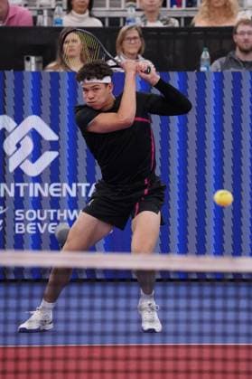 February 10, 2024, Dallas, Texas, United States: February 10, 2024, Dallas, Texas, United States: Ben Shelton (USA) hits a backhand against Tommy Paul (USA) in men s Singles quarter final match during the Dallas Open at the Styslinger ALTEC Tennis Center on the campus of Southern Methodist University. on Wednesday February 10, 2024 in Dallas, Texas, United States. Dallas United States - ZUMAe321 20240210_zsa_e321_018 Copyright: xJavierxVicenciox xEyepixxGroupx