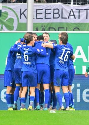 21 02 2024 Soccer Season 2023 2024 2 Soccer Bundesliga 21 Matchday SpVgg Greuther Fürth Kleeblatt Hertha BSC Berlin Sportfoto Zink xmexzix DFL regulations prohibit any use of photographs as image sequences and or quasi video only for editorial use Torjubel Jubel Freude nach Treffer Tor Torschuß zum 0 1 durch Marc Oliver Kempf 20, Hertha BSC Berlin