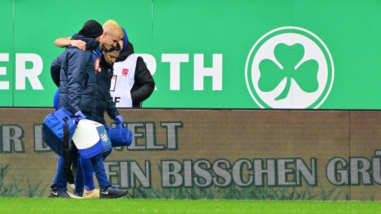 21 02 2024 Soccer Season 2023 2024 2 Soccer Bundesliga 21 Matchday SpVgg Greuther Fürth Kleeblatt Hertha BSC Berlin Sportfoto Zink MeZi xmexzix DFL regulations prohibit any use of photographs as image sequences and or quasi video only for editorial use Marc Oliver Kempf 20, Hertha BSC Berlin injured Injury
