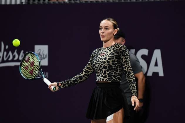 Transylvania Open 2024 Ana Bogdan from Romania is in action during her match against Karolina Pliskova from the Czech Republic in the singles final of the Transylvania Open, WTA250 Tournament, in BT Arena, Cluj-Napoca, on February 11, 2024. Cluj-Napoca Romania  Copyright: xFlaviuxBuboix originalFilename:buboi-notitle240211_npT6H.jpg