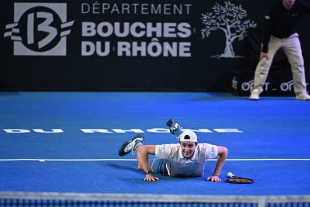Open 13 Provence - Marseille Ugo Humbert (FRA) wins the final round match at the Open 13 Provence in Marseille, on February, 11, 2024. Photo by Corinne Dubreuil ABACAPRESS.COM Marseille France  Copyright: xDubreuilxCorinne ABACAx