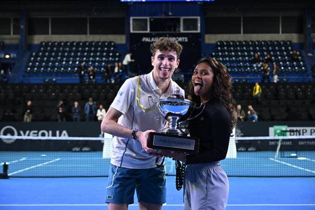 Open 13 Provence - Marseille Ugo Humbert (FRA) wins the final round match at the Open 13 Provence in Marseille, on February, 11, 2024. Photo by Corinne Dubreuil ABACAPRESS.COM Marseille France  Copyright: xDubreuilxCorinne ABACAx