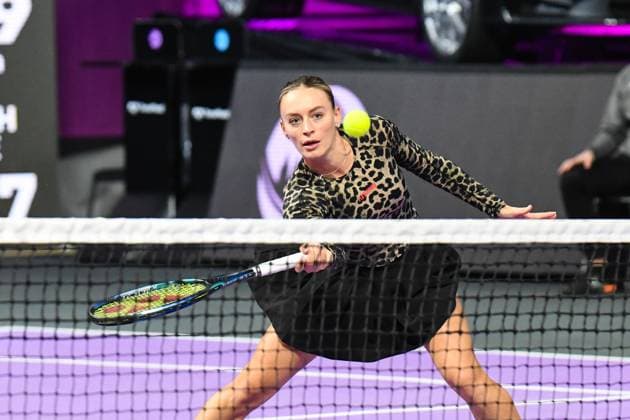 Transylvania Open 2024 Ana Bogdan from Romania is in action during her match against Karolina Pliskova from the Czech Republic in the singles final of the Transylvania Open, WTA250 Tournament, at BT Arena in Cluj-Napoca, Romania, on February 11, 2024. Cluj-Napoca Romania  Copyright: xFlaviuxBuboix originalFilename:buboi-notitle240211_np95b.jpg