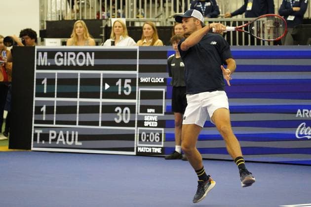 February 11, 2024, Dallas, Texas, USA: Dallas, Texas, USA: American tennis player Tommy Paul in action during the championship game of the Dallas Open at the Styslinger ALTEC Tennis Center on the campus of Southern Methodist University on Saturday February 10, 2024. Dallas USA - ZUMAv131 20240211_znp_v131_002 Copyright: xJavierxVicenciox