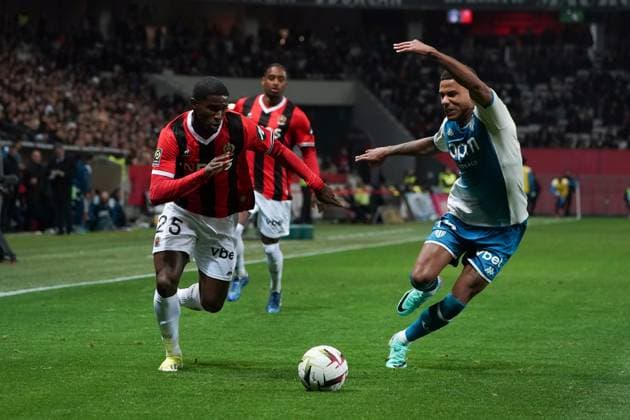 Mohamed-Ali Cho (OGC Nice) - Ismail Jakobs (AS Monaco) FOOTBALL : OGC Nice vs AS Monaco - Ligue 1 Uber Eats - Nice - 11 02 2024 NorbertScanella Panoramic 
