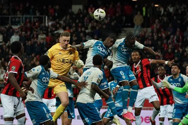 Marcin Bulka (OGC Nice) - Youssouf Fofana (AS Monaco) - Denis Zakaria (AS Monaco) FOOTBALL : OGC Nice vs AS Monaco - Ligue 1 Uber Eats - Nice - 11 02 2024 NorbertScanella Panoramic 