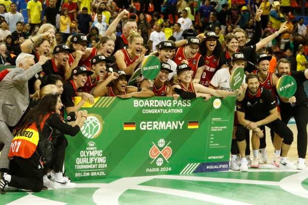 Bilder des Jahres 2024, Sport 02 Feburar Sport Themen der Woche KW06 Sport Bilder des Tages Brasil x Alemanha BELÉM, PA - 11.02.2024: BRASIL X ALEMANHA - Brazil x Germany game at Arena Guilherme Paraense in Belém, Pará. Match valid for the Pre-Olympic Women& 39;s Basketball tournament (Photo: Oswaldo Forte Fotoarena) x2493100x  OswaldoxForte