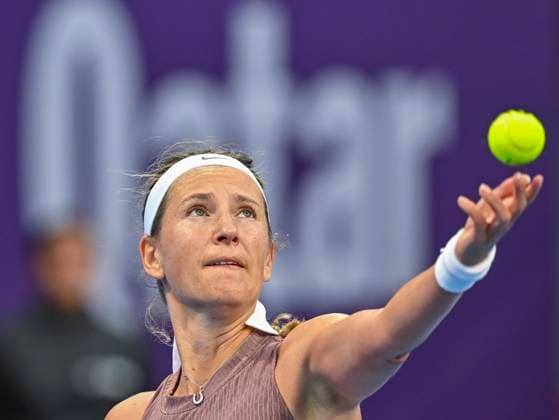 Qatar TotalEnergies Open - Day 2 Victoria Azarenka from Belarus is playing in her first-round match against Magdalena Frech of Poland at the WTA, Tennis Damen 1000-Qatar TotalEnergies Open tennis tournament at the Khalifa International Tennis Complex in Doha, Qatar, on February 12, 2024. DOHA Qatar  Copyright: xNoushadxThekkayilx originalFilename:varittyakkal-qatartot240212_npQyl.jpg