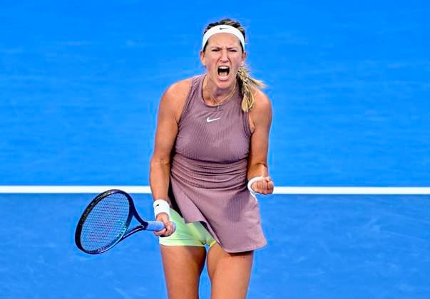 Qatar TotalEnergies Open - Day 2 Victoria Azarenka from Belarus is reacting during her first-round match against Magdalena Frech of Poland at the WTA, Tennis Damen 1000-Qatar TotalEnergies Open tennis tournament at the Khalifa International Tennis Complex in Doha, Qatar, on February 12, 2024. DOHA Qatar  Copyright: xNoushadxThekkayilx originalFilename:varittyakkal-qatartot240212_npF8v.jpg