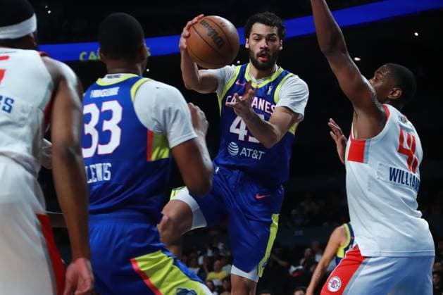 February 11, 2024, Mexico City, Ciudad de Mexico, Mexico: February 11, 2024 in Mexico City, Mexico: Joao Pereyra (45) of Capitanes drives to the basket during the NBA, Basketball Herren, USA G League match between Mexico City Capitanes and Ontario Clippers at Mexico City Arena. on February 11, 2024. In Mexico City, Mexico. Mexico City Mexico - ZUMAe321 20240211_zsa_e321_038 Copyright: xCarlosxSantiago xEyepixxGroupx
