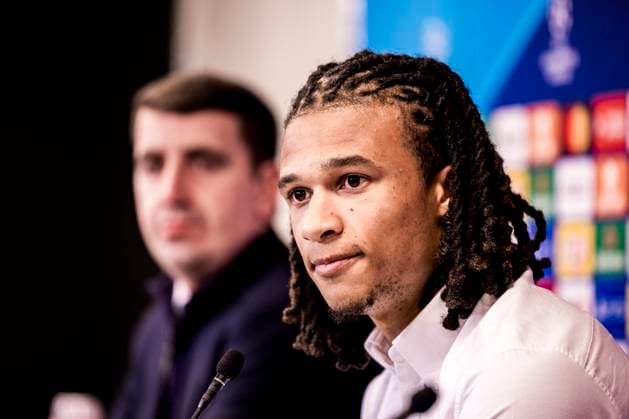 Manchester City press conference, PK, Pressekonferenz ahaed of UEFA Champions League clash in Copnhagen, Denmark Copenhagen, Denmark. 12th, February 2024. Nathan Ake of Manchester City seen at the press conference ahead of the UEFA Champions League match between FC Copenhagen and Manchester City at Parken in Copenhagen. Copenhagen Denmark  Copyright: xGonzalesxPhoto LassexLagonix