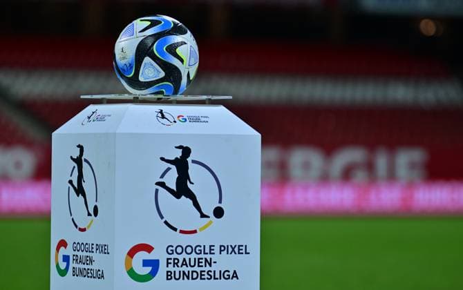 12 02 2024 football season 2023 2024 1 women football Bundesliga 13 matchday 1 FC Nuremberg FCN Club Bayern 04 Leverkusen sports photo zinc xwoxzix feature impression symbol image symbol photo match ball ball on stele coat of arms logo emblem