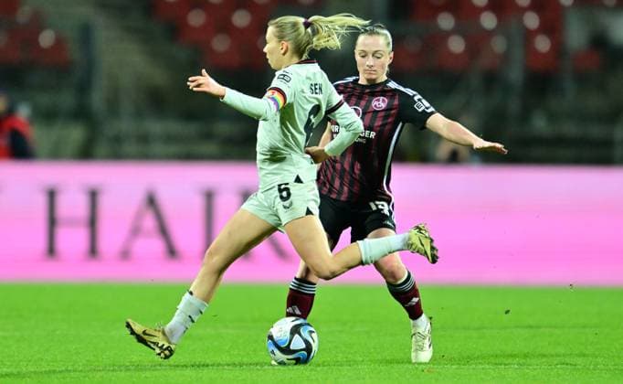 12 02 2024 Soccer Season 2023 2024 1 Women Soccer Bundesliga 13 Matchday 1 FC Nuremberg FCN Club Bayern 04 Leverkusen Sportfoto Zink xwoxzix Elisa Senß Senss 6, Bayer Leverkusen in front of Vanessa Haim 19, 1 FC Nuremberg FCN