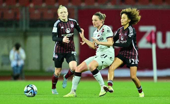 12 02 2024 Soccer Season 2023 2024 1 Womens Soccer Bundesliga 13 Matchday 1 FC Nürnberg FCN Club Bayern 04 Leverkusen Sportfoto Zink xwoxzix Verena Wieder 31, Bayer Leverkusen Amira Arfaoui 74, 1 FC Nürnberg FCN
