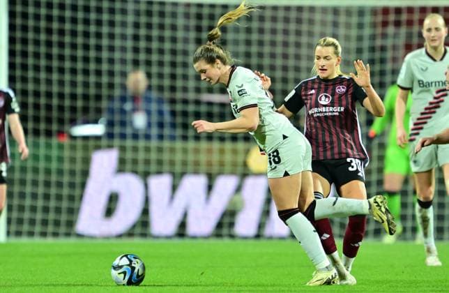 12 02 2024 Soccer Season 2023 2024 1 Womens Soccer Bundesliga 13 Matchday 1 FC Nuremberg FCN Club Bayern 04 Leverkusen Sportfoto Zink xwoxzix Karolina Lea Vilhjalmsdottir 18, Bayer Leverkusen Medina Desic 30, 1 FC Nuremberg FCN