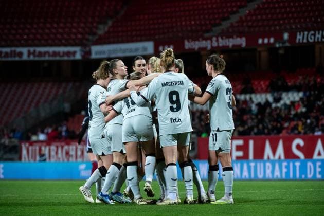 Karolina Lea Vilhjalmsdottir Bayer 04 Leverkusen, 18 , Emilie Bragstad Bayer 04 Leverkusen, 14 , Nikola Karczewska Bayer 04 Leverkusen, 09 , Melissa Friedrich Bayer 04 Leverkusen, 03 , Selina Ostermeier Bayer 04 Leverkusen, 02 , Synne Skinnes Hansen Bayer 04 Leverkusen, 10 jubilate over the goal to 1 2, GER, FC Nuernberg vs Bayer 04 Leverkusen, Football Google Pixel Womens Bundesliga, Matchday 13, Season 2023 2024, 12 02 2024 DFB regulations prohibit any use of photographs as image sequences and or quasi video GER, FC Nuernberg vs Bayer 04 Leverkusen, Football Google Pixel Womens Bundesliga, Matchday 13, Season 2023 2024, 12 02 2024 Nuernberg Copyright: xEibner-Pressefoto Memmlerx EP_MMR
