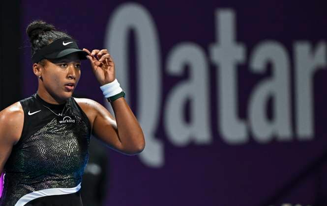 Qatar TotalEnergies Open - Day 2 Naomi Osaka of Japan is reacting during her first-round match against Caroline Garcia of France at the WTA, Tennis Damen 1000-Qatar TotalEnergies Open tennis tournament at the Khalifa International Tennis Complex in Doha, Qatar, on February 12, 2024. DOHA Qatar  Copyright: xNoushadxThekkayilx originalFilename:varittyakkal-qatartot240212_npfiN.jpg