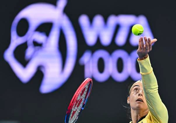 Qatar TotalEnergies Open - Day 2 Caroline Garcia of France is in action during her first-round match against Naomi Osaka of Japan at the WTA, Tennis Damen 1000-Qatar TotalEnergies Open tennis tournament at the Khalifa International Tennis Complex in Doha, Qatar, on February 12, 2024. DOHA Qatar  Copyright: xNoushadxThekkayilx originalFilename:varittyakkal-qatartot240212_np2lt.jpg