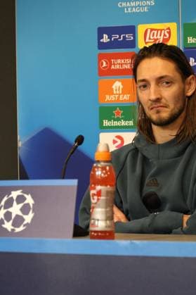 Rasmus Falk during the FC Copenhagen press conference, PK, Pressekonferenz on Monday, 12 February, 2024. FC Copenhagen will meet Manchester City in the round of 16 first leg match Champions League on Tuesday Copenhagen Parken Stadium Denmark Copyright: xKristianxTuxenxLadegaardxBergx C71A9141