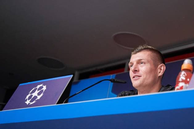 February 12, 2024, Leipzig, Germany: Toni Kroos of Real Madrid attends a press conference, PK, Pressekonferenz on the eve of the UEFA Champions League round of 16, first-leg football match between RB Leipzig and Real Madrid CF in the Red Bull Arena. Leipzig Germany - ZUMAs197 20240212_aaa_s197_121 Copyright: xFedericoxTitonex