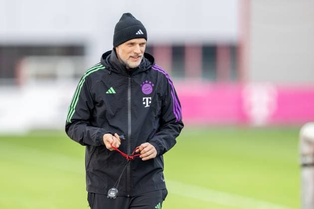 Head coach Thomas Tuchel FC Bayern Muenchen , final training before the Champions League match, round of 16 first leg against Lazio Rome, season 2023 2024 at Saebener Strasse 13 02 2024 DFB regulations prohibit any use of photographs as image sequences and or quasi video Muenchen Bayern Germany Copyright: xkolbert-press UlrichxGamelx