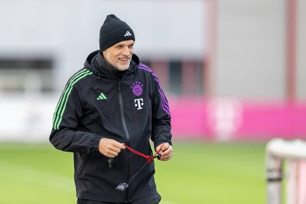 Head coach Thomas Tuchel FC Bayern Muenchen , final training before the Champions League match, round of 16 first leg against Lazio Rome, season 2023 2024 at Saebener Strasse 13 02 2024 DFB regulations prohibit any use of photographs as image sequences and or quasi video Muenchen Bayern Germany Copyright: xkolbert-press UlrichxGamelx