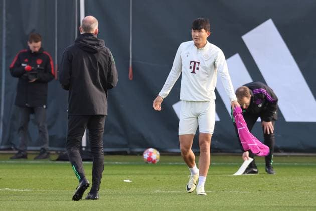 3 Minjae Kim, Portraet, Portrait, without shirt Football FC Bayern Munichs final training session before the UEFA Champions League match against Societa Sportiva Lazio, S S Lazio Rome 13 02 2024 Training ground, Saebenerstr PHOTO Mladen Lackovic LakoPress