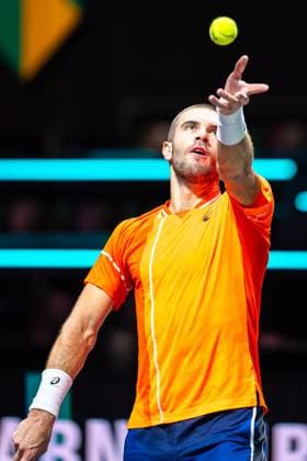 2024-02-13 ABN AMRO Open 2024 - Day 2 ROTTERDAM, NETHERLANDS - FEBRUARY 13: Borna Coric of Croatia during Day 2 of the ABN AMRO Open 2024 at Ahoy on February 13, 2024 in Rotterdam, Netherlands. (Photo by Joris Verwijst BSR Agency) Rotterdam Netherlands Content not available for redistribution in The Netherlands directly or indirectly through any third parties. Copyright: xBSRxAgencyx