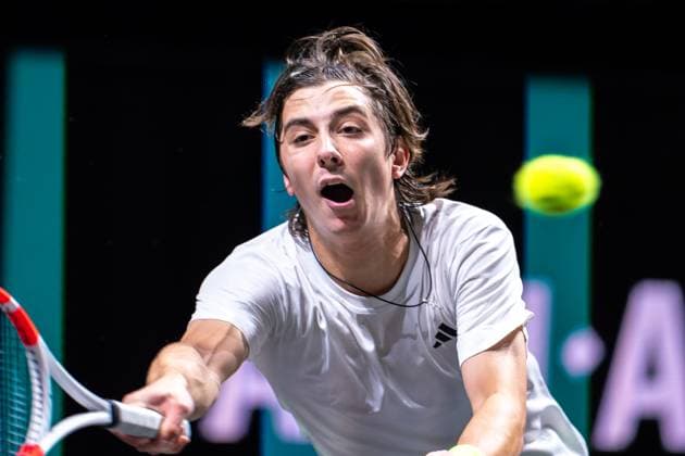 2024-02-13 ABN AMRO Open 2024 - Day 2 ROTTERDAM, NETHERLANDS - FEBRUARY 13: Alexander Shevchenko of Kazakhstan during Day 2 of the ABN AMRO Open 2024 at Ahoy on February 13, 2024 in Rotterdam, Netherlands. (Photo by Joris Verwijst BSR Agency) Rotterdam Netherlands Content not available for redistribution in The Netherlands directly or indirectly through any third parties. Copyright: xBSRxAgencyx