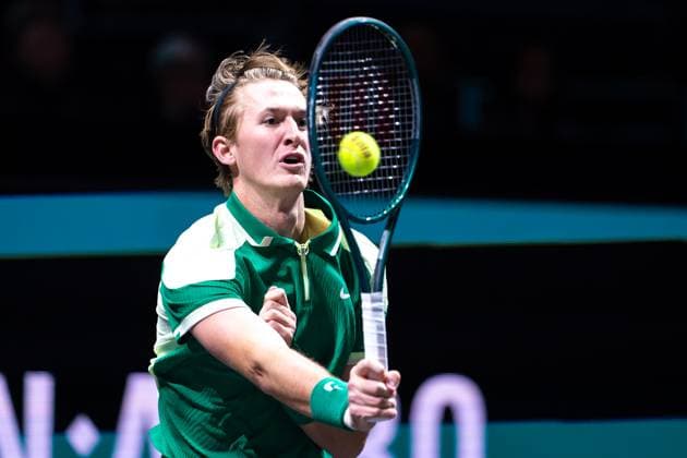 2024-02-13 ABN AMRO Open 2024 - Day 2 ROTTERDAM, NETHERLANDS - FEBRUARY 13: Sebastian Korda of USA during Day 2 of the ABN AMRO Open 2024 at Ahoy on February 13, 2024 in Rotterdam, Netherlands. (Photo by Joris Verwijst BSR Agency) Rotterdam Netherlands Content not available for redistribution in The Netherlands directly or indirectly through any third parties. Copyright: xBSRxAgencyx