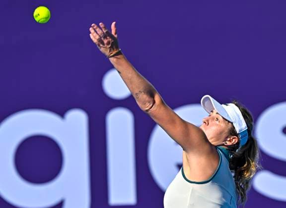 Qatar TotalEnergies Open - Day 3 Anastasia Pavlyuchenkova is playing in her second-round match against Marta Kostyuk of Ukraine at the WTA, Tennis Damen 1000-Qatar TotalEnergies Open tennis tournament at the Khalifa International Tennis Complex in Doha, Qatar, on February 13, 2024. DOHA Qatar  Copyright: xNoushadxThekkayilx originalFilename:varittyakkal-qatartot240213_npNze.jpg