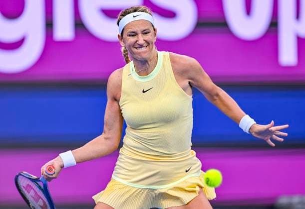 Qatar TotalEnergies Open - Day 3 Victoria Azarenka is playing in her first-round match against Xinyu Wang of China at the WTA, Tennis Damen 1000-Qatar TotalEnergies Open tennis tournament at the Khalifa International Tennis Complex in Doha, Qatar, on February 13, 2024. DOHA Qatar  Copyright: xNoushadxThekkayilx originalFilename:varittyakkal-qatartot240213_npBFs.jpg