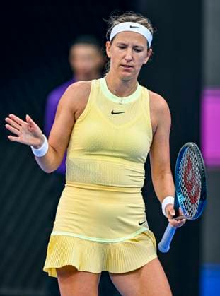 Qatar TotalEnergies Open - Day 3 Victoria Azarenka is reacting during her first-round match against Xinyu Wang of China at the WTA, Tennis Damen 1000-Qatar TotalEnergies Open tennis tournament at the Khalifa International Tennis Complex in Doha, Qatar, on February 13, 2024. DOHA Qatar  Copyright: xNoushadxThekkayilx originalFilename:varittyakkal-qatartot240213_npThV.jpg