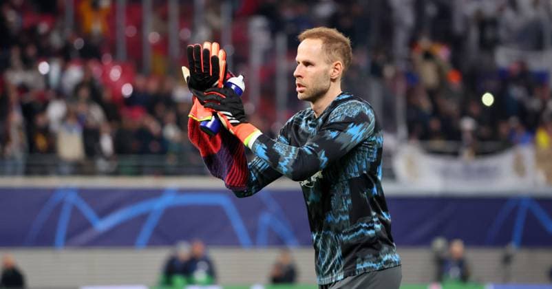 RB Leipzig Real Madrid Champions League Leipzig, 13 02 2024, Red Bull Arena, Football, UEFA Champions League, Round of 16 , RB Leipzig vs Real Madrid , In the picture goalkeeper Peter Gulacsi 1, RB Leipzig , Only editorial use , UEFA regulations prohibit any use of photographs as image sequences and or quasi video ,