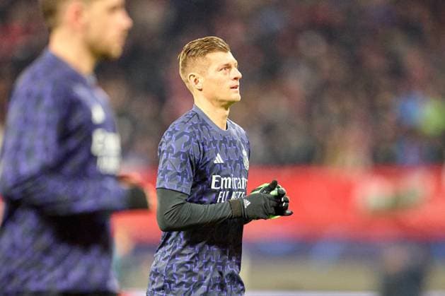 13 02 2024, Football, Men, Champions League, Round of 16, 2023 2024, First leg, RB Leipzig Real Madrid Toni Kroos 8, Real Madrid , Potrait, during the warm-up Leipzig Red Bull Arena Saxony Germany