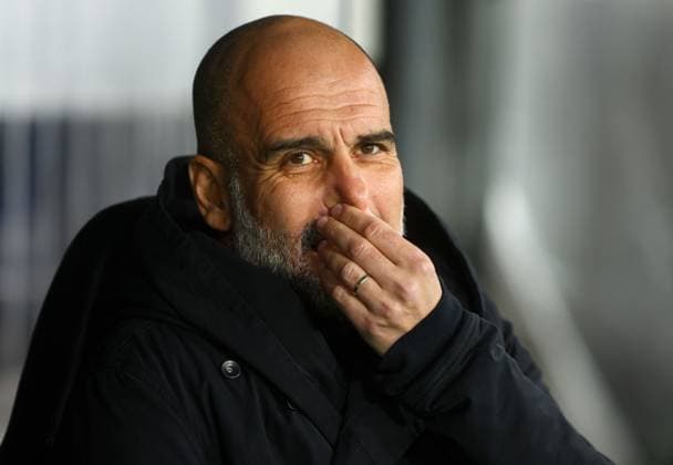 Manchester City manager Pep Guardiola in the dugout FC Copenhagen v Manchester City, UEFA Champions League, Round of 16, First Leg, Football, Parken Stadium, Copenhagen, Denmark - 13 Feb 2024 EDITORIAL USE ONLY No use with unauthorised audio, video, data, fixture lists, club league logos or live services. Online in-match use limited to 120 images, no video emulation. No use in betting, games or single club league player publications. Copyright: xKieranxMcManus Shutterstockx 14343227af