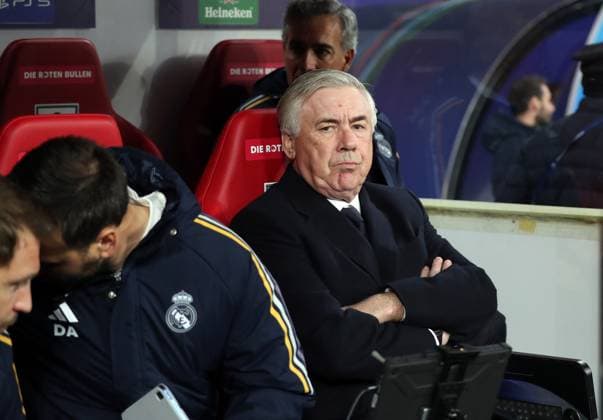 13 02 2024, xgox, Football UEFA Champions League 1 8 Final, RB Leipzig Real Madrid emspor, v l Coach Carlo Ancelotti Real Madrid DFL DFB REGULATIONS PROHIBIT ANY USE OF PHOTOGRAPHS as IMAGE SEQUENCES and or QUASI VIDEO Leipzig