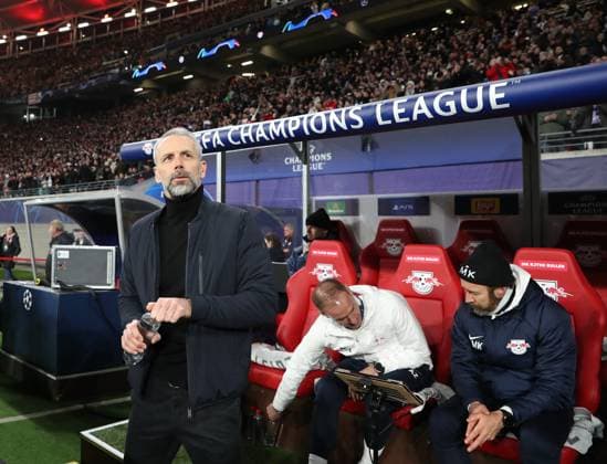 13 02 2024, xtgx, Football UEFA Champions League 1 8 Final, RB Leipzig Real Madrid emspor, v l Coach Marco Rose RB Leipzig DFL DFB REGULATIONS PROHIBIT ANY USE OF PHOTOGRAPHS as IMAGE SEQUENCES and or QUASI VIDEO Leipzig