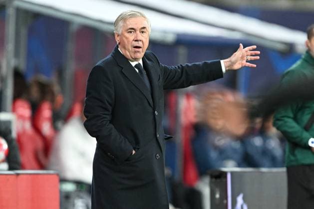 Champions League RB Leipzig Real Madrid on 13 02 2023 at the Red Bull Arena in Leipzig Coach Carlo Ancelotti Real Madrid dissatisfied, disappointed, disappointed, dejected MT