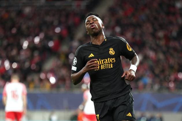 Champions League, Round of 16 RB Leipzig vs Real Madrid, 13 02 24 Vinicius Junior 7, Real Madrid Football, UEFA Champions League, Season 2023 2024, Round of 16 RB Leipzig vs Real Madrid on 13 02 24 at the Red Bull Arena, Leipzig Copyright: xBEAUTIFULxSPORTS JanxKaeferx