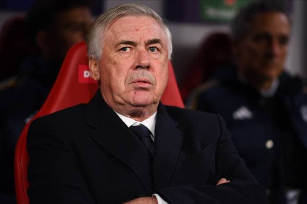 Leipzig, GERMANY - 13.02.24: Carlo Ancelotti, The match of match UEFA Champion League RB Leipzig vs Real Madrid at Red Bull Arena  Copyright: xVITALIIxKLIUIEVx