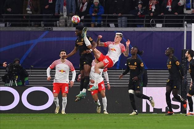 Leipzig, GERMANY - 13.02.24: The match of match UEFA Champion League RB Leipzig vs Real Madrid at Red Bull Arena  Copyright: xVITALIIxKLIUIEVx