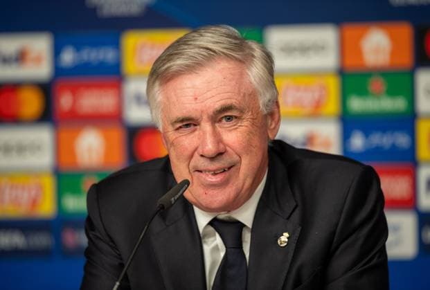 Football, Men, Season 2023 2024, UEFA Champions League Round of 16, First leg , RB Leipzig Real Madrid, Press conference with coach Carlo Ancelotti Real Madrid , 13 02 2024, Copyright: xSebastianxRäppold MatthiasxKochx